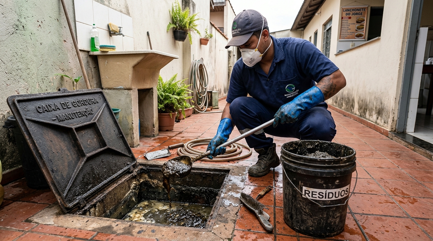Remoção de lodo de caixa de gordura em São Bernardo do Campo-SP